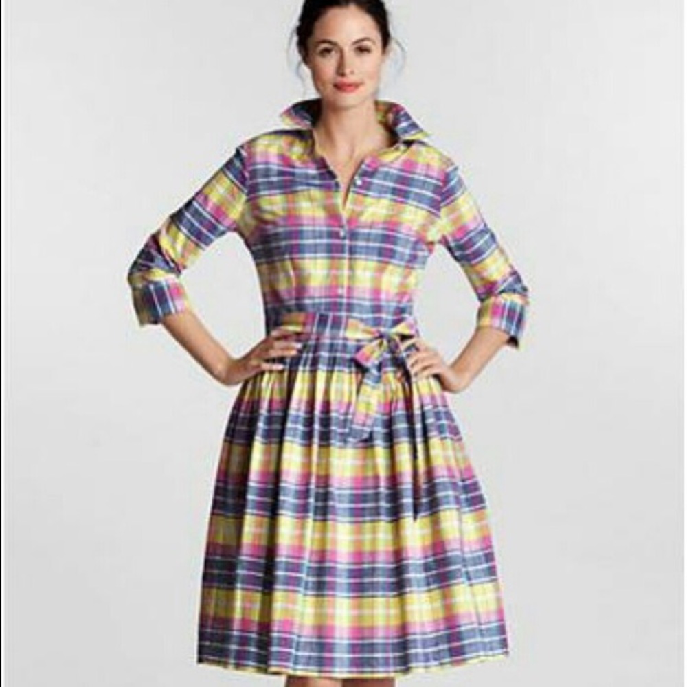 Lands End Cotton Plaid Shirtdress